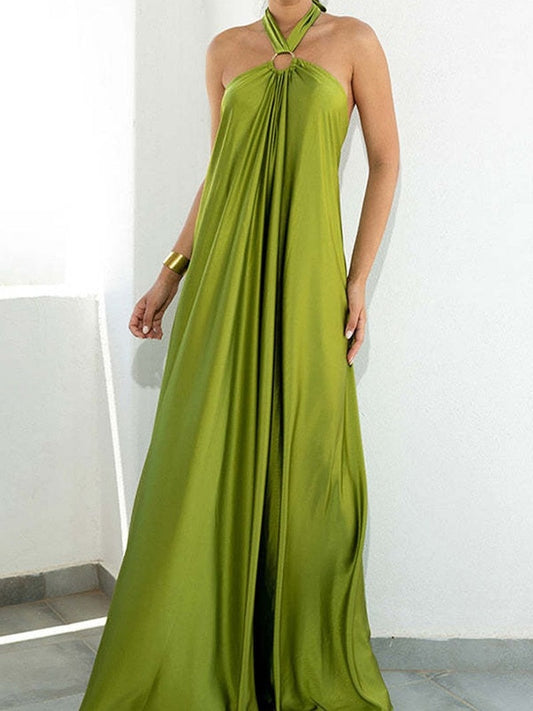 Summer Women Sexy Off Shoulder Beach Long Dress Casual Tie-up Bandage Party Dress Fashion Halter Backless Robe Dresses