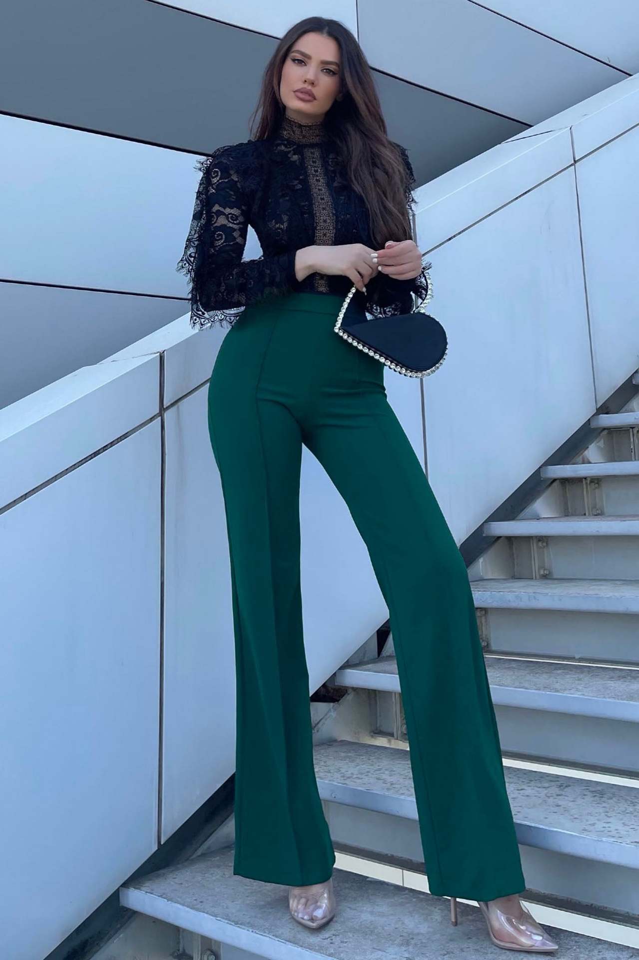 Spring Autumn New Slim Solid Tone Flare Pants Fashion Korean Version Elastic Waist Street Dress Women Suit Wide Leg Pants