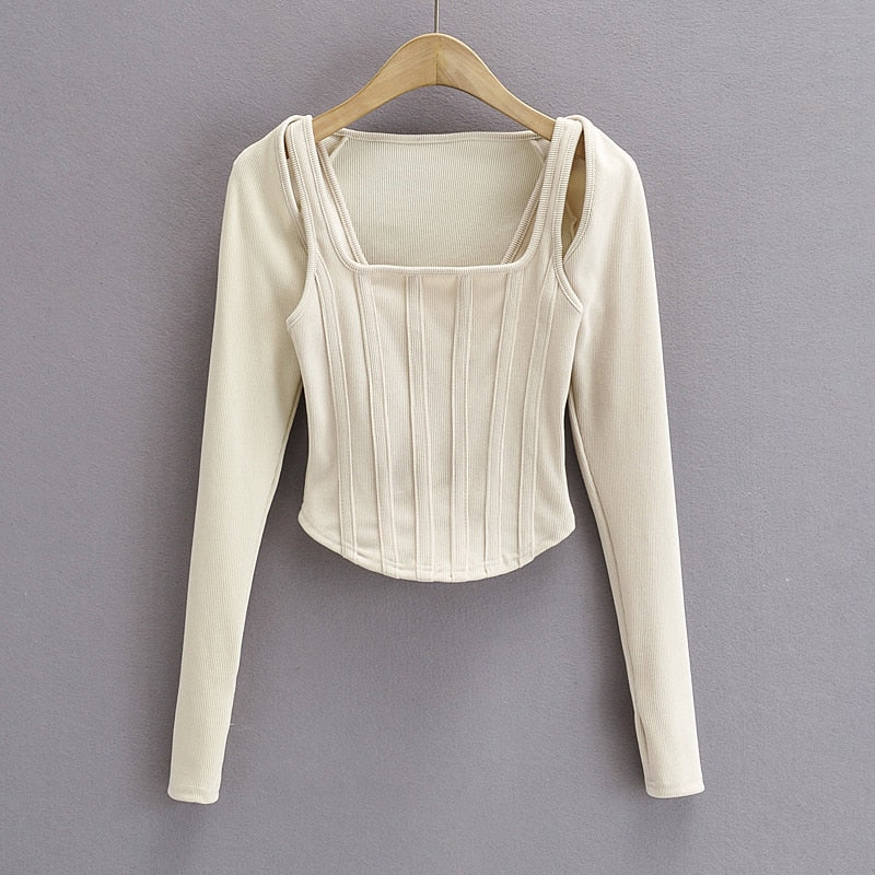 Sexy cropped tops women Summer knit tank top fish bone corset top white crop top ribbed cute black tops sets punk clothes