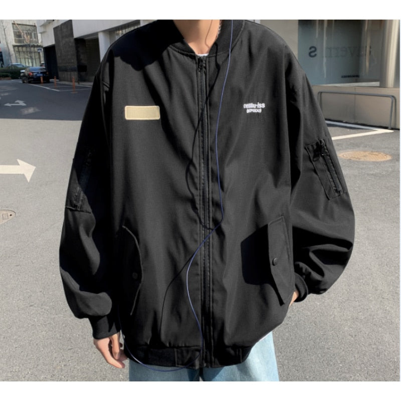 Sixsr American letter print jacket coat men's Y2K street hip-hop retro Autumn baseball uniform couple casual all-match jacket top