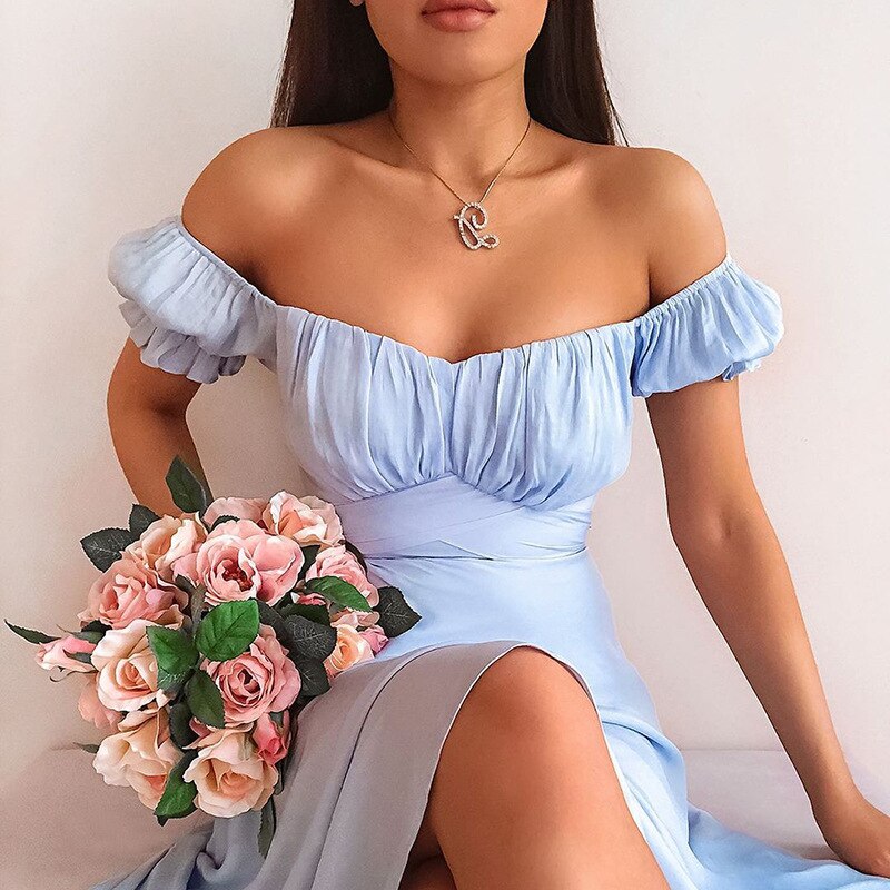 Short Sleeve Bodycon Beach Dresses High Waist A-line Ladies Party Vestidos Elegant Solid V-neck Summer Women Dress
