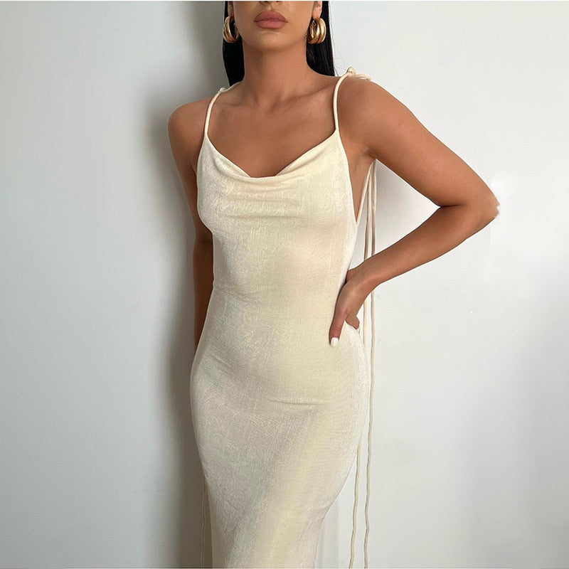 Sexy Hollow Out Corset Maxi Dress Party Dress Women Halter Cut Out Wrap Split Long Dresses Summer Backless Clubwear Midi Robe