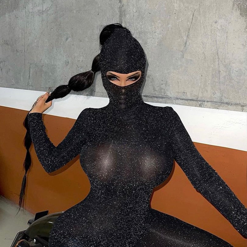 Sixsr Women Autumn Winter Long Sleeve Backless Bodycon Soild Color Black Jumpsuit Romper Playsuit Fall Clothes Streetwear