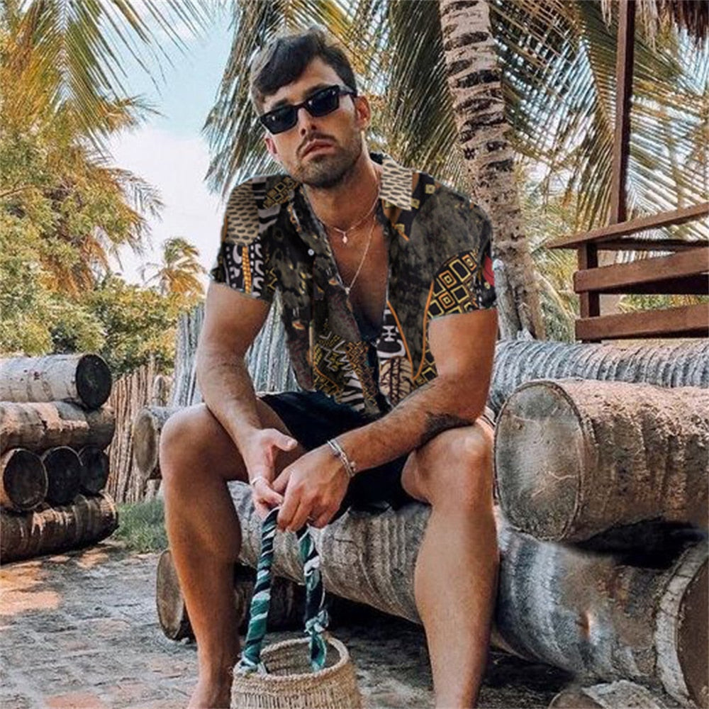 Sixsr New Luxury Social Shirts For Men Casual Floral Print Short-sleeved Tees Summer Loose Simple Tops Lapel Shirt Men's Clothing 2024