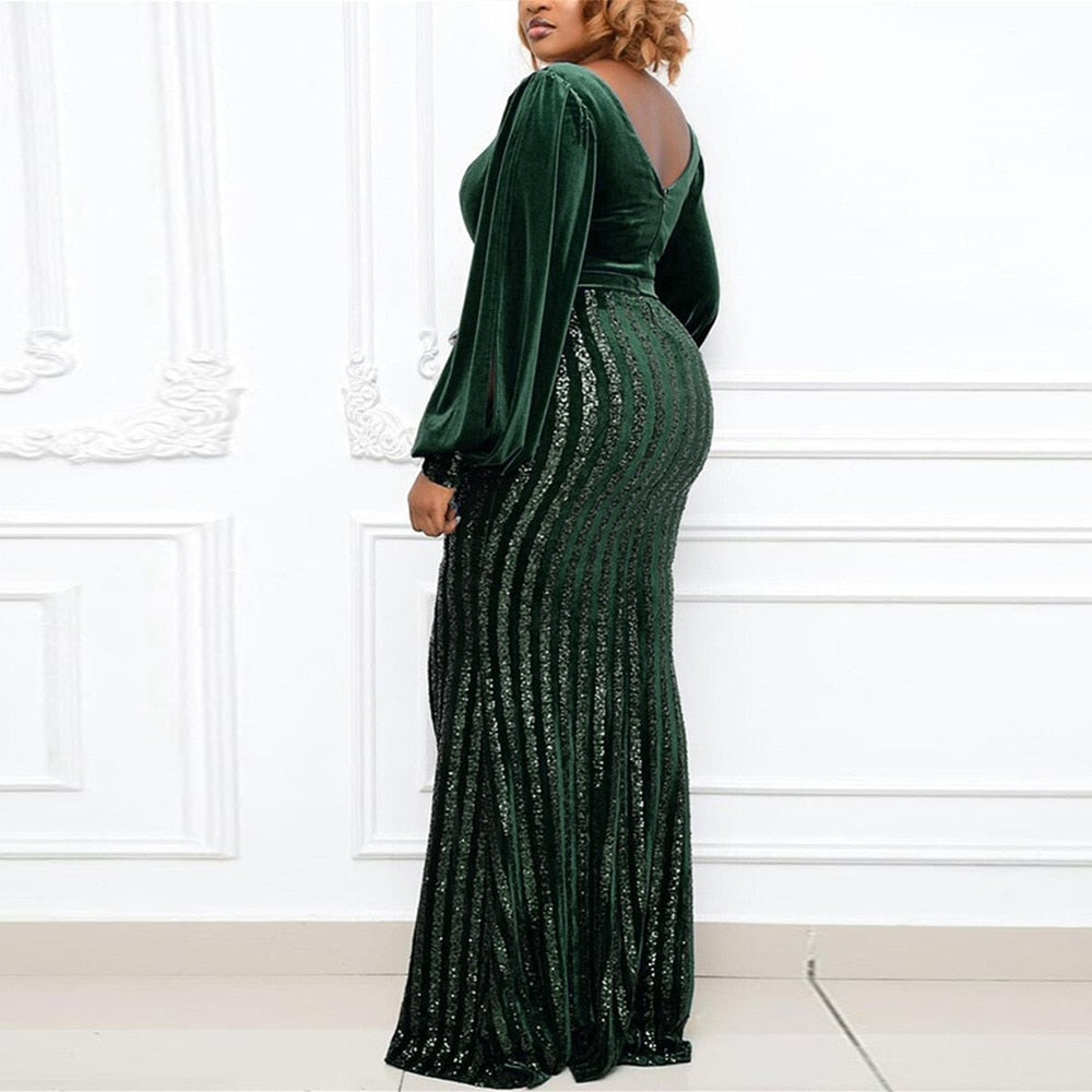 Sixsr Plus Size Clothing for Women Spring Autumn African Women Long Sleeve Polyester Long Dress Maxi Dress African Dresses for Women