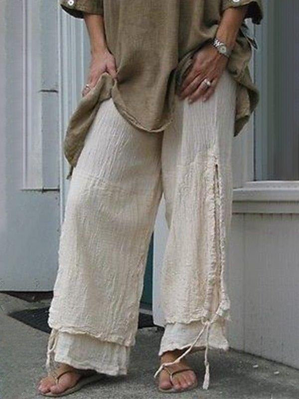 Linen Casual Solid Pants