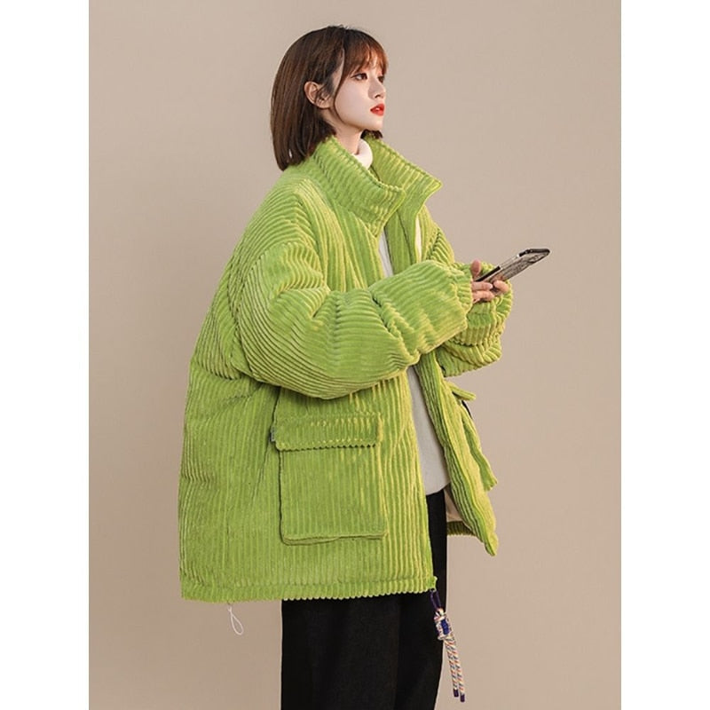 Corduroy Coat Women Clothing High Street Fashion Lamb Wool Winter Clothes Women Jacket Loose Casual Thick Jackets for Women Tops