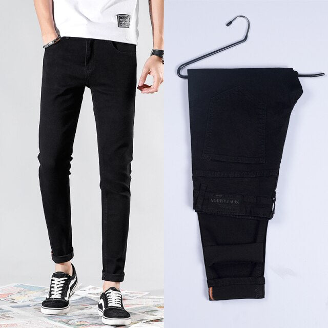 Sixsr New Men Stretch Skinny Jeans Fashion Casual Slim Fit Denim Trousers Blue Black White Sky blue Pants Male Brand Clothes