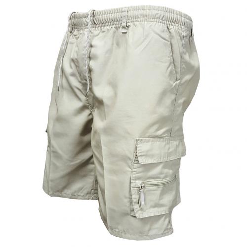 Casual Summer Men Solid Color Multi-pockets Drawstring Baggy Cargo Shorts Pants Multi-pockets Drawstring Cargo Shorts Pants
