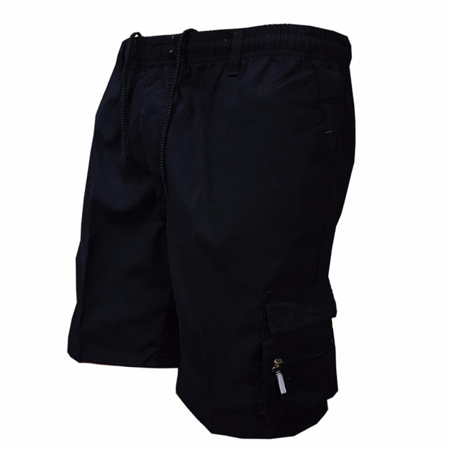 Casual Summer Men Solid Color Multi-pockets Drawstring Baggy Cargo Shorts Pants Multi-pockets Drawstring Cargo Shorts Pants