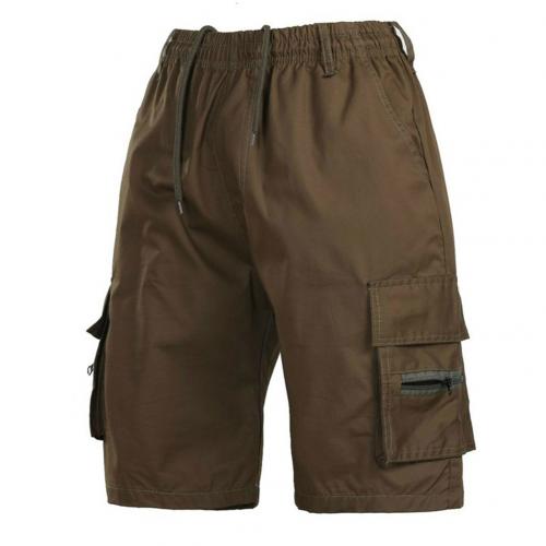 Casual Summer Men Solid Color Multi-pockets Drawstring Baggy Cargo Shorts Pants Multi-pockets Drawstring Cargo Shorts Pants