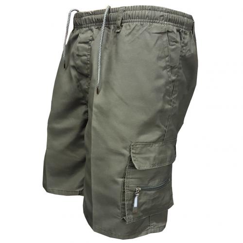 Casual Summer Men Solid Color Multi-pockets Drawstring Baggy Cargo Shorts Pants Multi-pockets Drawstring Cargo Shorts Pants
