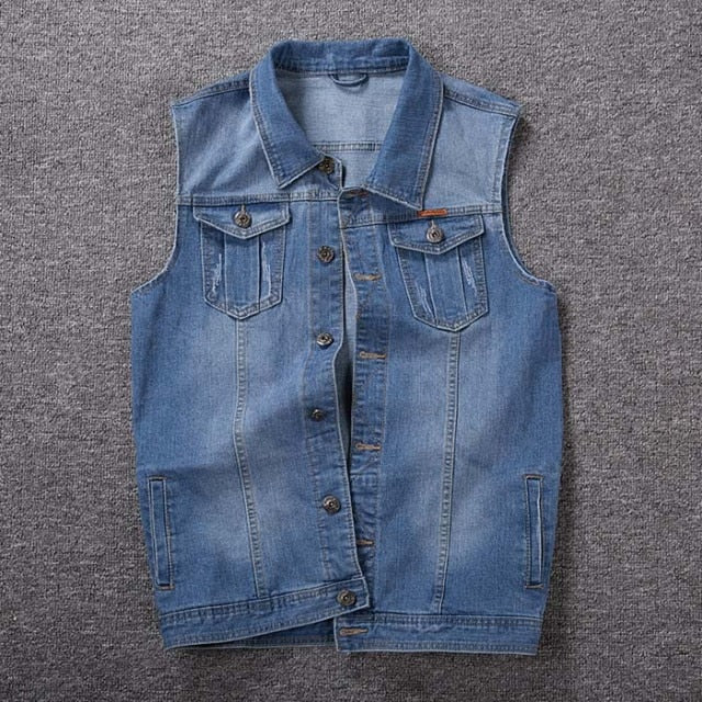 5XL 6XL 7XL 8XL Sixsr New Men's Denim Vest Fashion Casual Classic Style Slim Fit Vest Jeans Jacket Coat Male Blue Black Gray