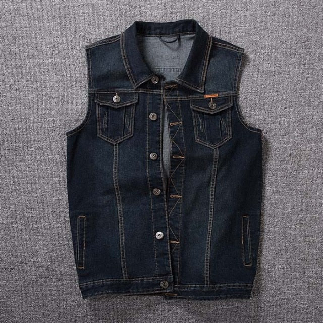 5XL 6XL 7XL 8XL Sixsr New Men's Denim Vest Fashion Casual Classic Style Slim Fit Vest Jeans Jacket Coat Male Blue Black Gray