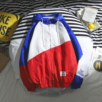 Hip Hop Spring Jackets Men Windbreaker Patchwork Autumn Loose Casual Jacket Couple Thin Jacket Loose Large Size Zipper Coat