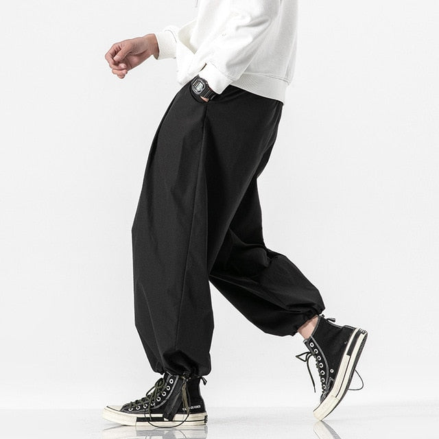 New Design Drawstring Harem Pants Men Baggy Jogging Pants Japanese Style Male Crotch Wide Leg Pants Casual Loose Trousers