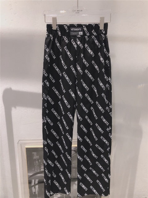 Full Logo Vetements Pants Men Women High Quality Streetwear Vetements Straight Pants Fabric VTM Trousers