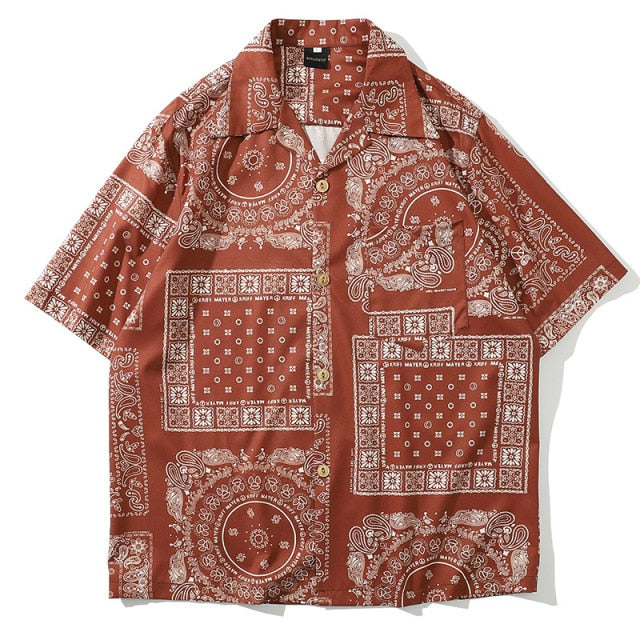 Men's Coat Men Torrid Zone Hawaii Holiday Style Short Sleeve Plant Printed Shirt Man Shirt Top Design Shirt Brand Shirt