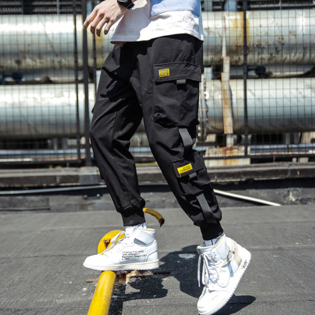 Men New Spring Hip Hop Pants Club Singer Stage Costume Trousers Ribbons Streetwear Joggers Sweatpants Hombre
