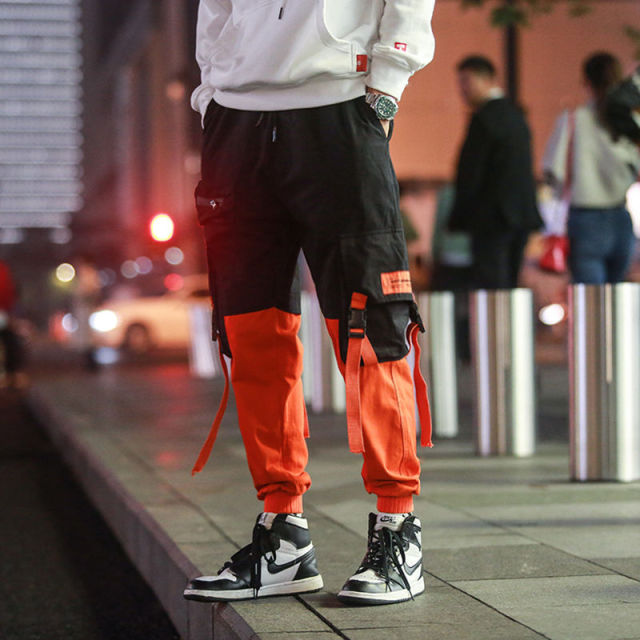 Men New Spring Hip Hop Pants Club Singer Stage Costume Trousers Ribbons Streetwear Joggers Sweatpants Hombre