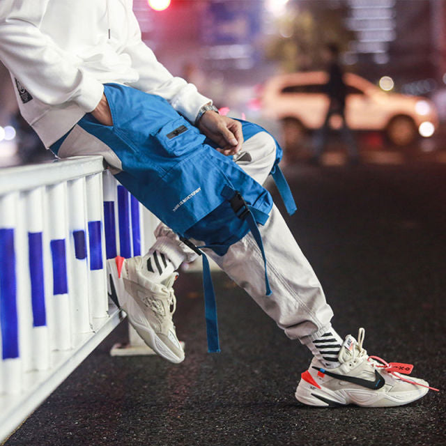 Men New Spring Hip Hop Pants Club Singer Stage Costume Trousers Ribbons Streetwear Joggers Sweatpants Hombre
