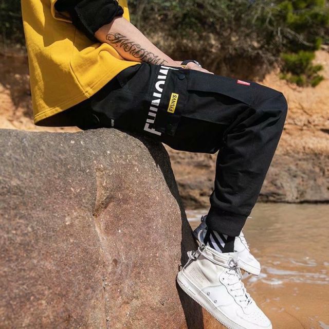 Men New Spring Hip Hop Pants Club Singer Stage Costume Trousers Ribbons Streetwear Joggers Sweatpants Hombre