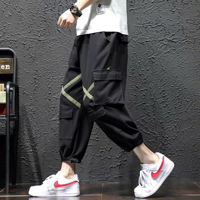 Men New Spring Hip Hop Pants Club Singer Stage Costume Trousers Ribbons Streetwear Joggers Sweatpants Hombre