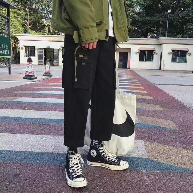 Men New Spring Hip Hop Pants Club Singer Stage Costume Trousers Ribbons Streetwear Joggers Sweatpants Hombre