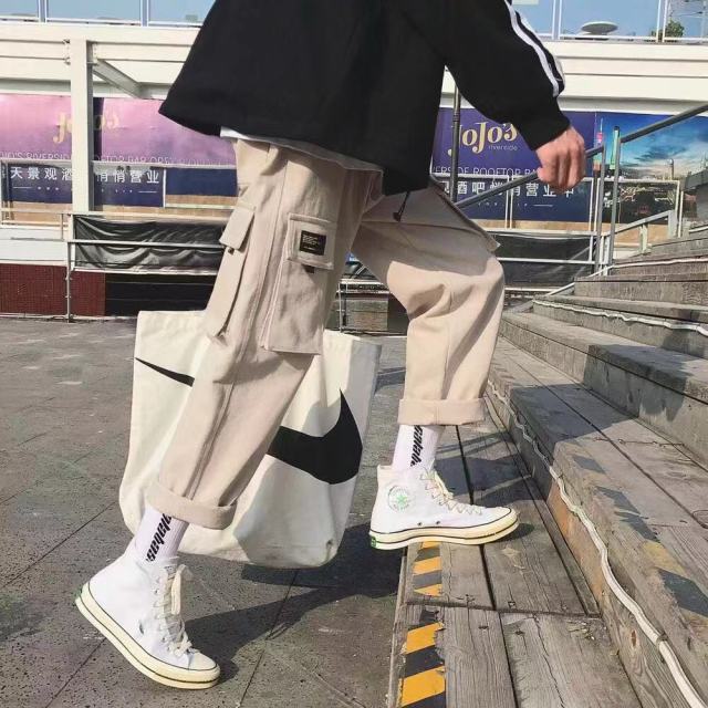 Men New Spring Hip Hop Pants Club Singer Stage Costume Trousers Ribbons Streetwear Joggers Sweatpants Hombre