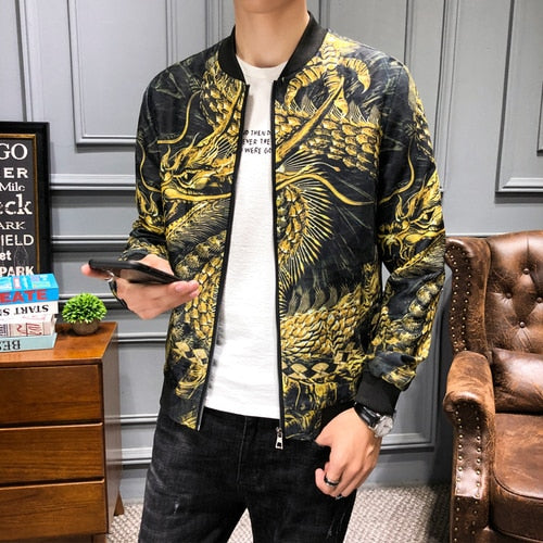 Plus size M-5XL Vintage Jacket Men Floral Bomber Jacket Men Patchwork Lattice Long Sleeve Zipper Jackets Coat Men's Pilot Jacket