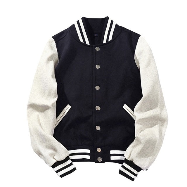 2024 New Arrival Spliced Brand Single Breasted Patchwork Short Style Rib Sleeve Bomber Jacket Men Cotton Casual Baseball Coat