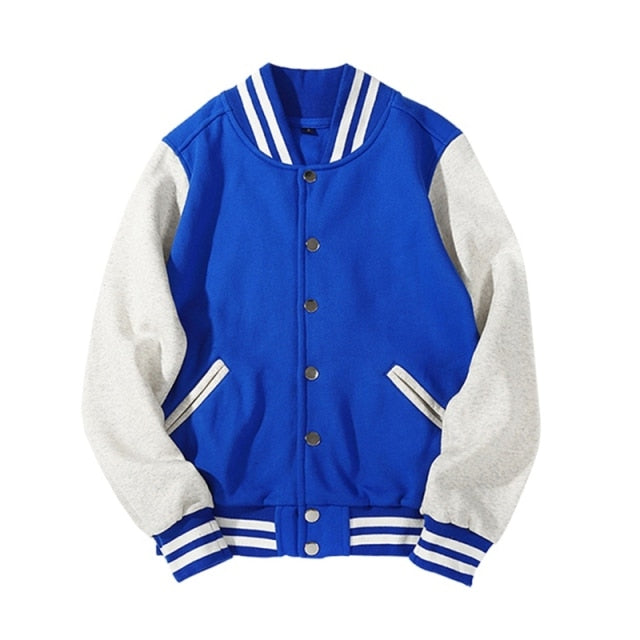 2024 New Arrival Spliced Brand Single Breasted Patchwork Short Style Rib Sleeve Bomber Jacket Men Cotton Casual Baseball Coat