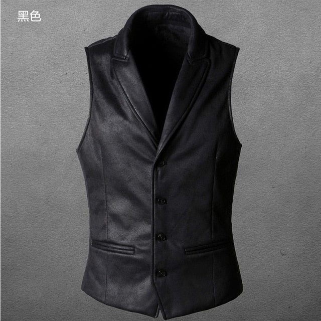 Suede Slim Fit Single Breasted Vest Mens 2024 Brand New Fashion Gothic Steampunk Victorian Style Waistcoat Men Casual Vest