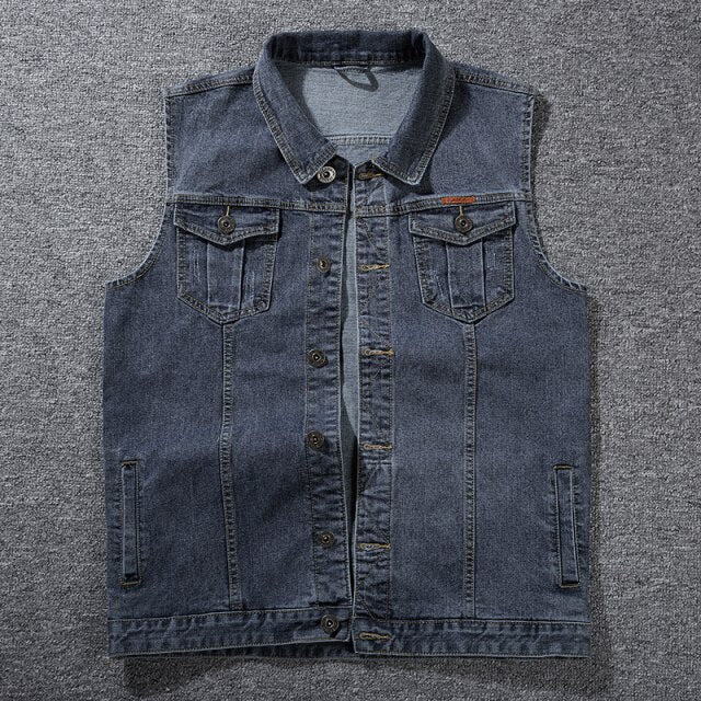 5XL 6XL 7XL 8XL Sixsr New Men's Denim Vest Fashion Casual Classic Style Slim Fit Vest Jeans Jacket Coat Male Blue Black Gray