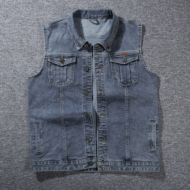 5XL 6XL 7XL 8XL Sixsr New Men's Denim Vest Fashion Casual Classic Style Slim Fit Vest Jeans Jacket Coat Male Blue Black Gray