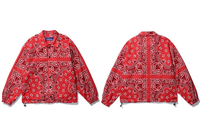 Mens Wear Hip Hop Bandana Paisley Pattern Bomber Jackets Windbreaker Harajuku Streetwear 2024 Autumn Casual Coats Tops Clothing