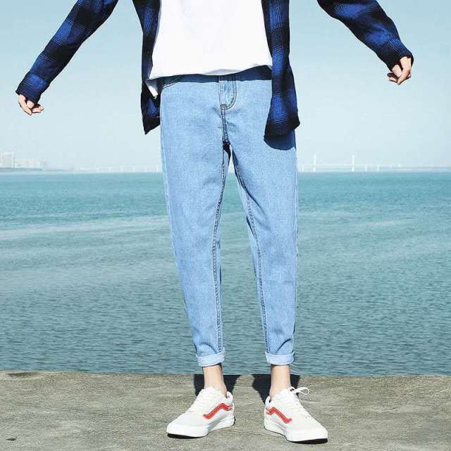 Men's Hole Jeans Spring and Autumn 2024 New Loose Large Size Ankle-Length Pants All-match Casual Pants Hip Hop Jeans
