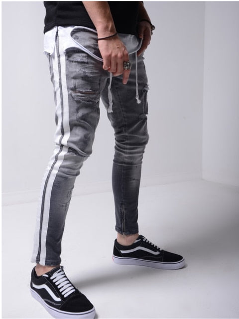 New Printed Statuary Jeans Loose Straight Men Denim Biker Casual Pants Hip Hop Man Jean Hombre Pantalon Artistic Work Size S-3XL