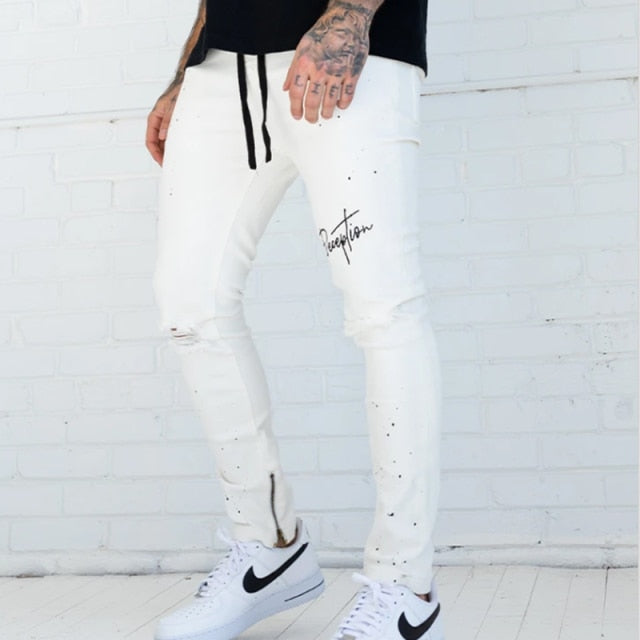 New Printed Statuary Jeans Loose Straight Men Denim Biker Casual Pants Hip Hop Man Jean Hombre Pantalon Artistic Work Size S-3XL