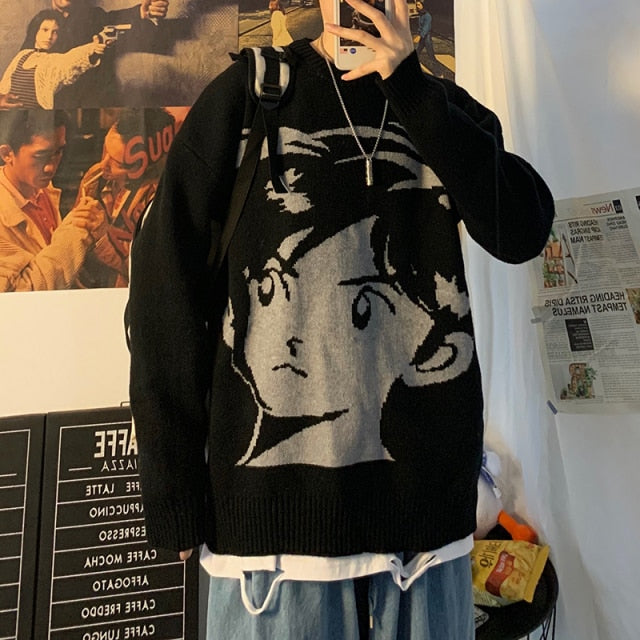 Sixsr New Harajuku vintage Streetwear knitted sweater Autumn winter loose thicken warm hip hop pullover sweater men top