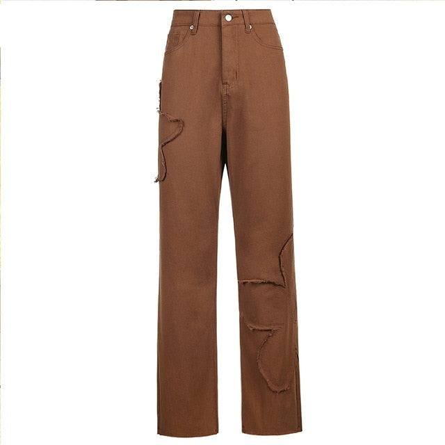 Sixsr Weekeep Pockets Patchwork Baggy Jeans Fashion Streetwear 100% Cotton Women Denim Trouser Loose Cargo Pants Korean Jeans Harajuku