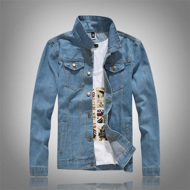 Men's Spring Autumn Models Large Size Denim Jacket Korean Version of The Slim Trend Simple Jacket Fashion Casual Top Jeans Coat