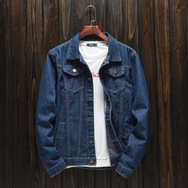Men's Spring Autumn Models Large Size Denim Jacket Korean Version of The Slim Trend Simple Jacket Fashion Casual Top Jeans Coat