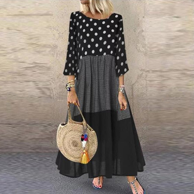 Sixsr Women's Bohemian Ruffle Sundress Summer Sleeveless Floral Printed Maxi Long Dress Casual Loose Party Tanks Vestido