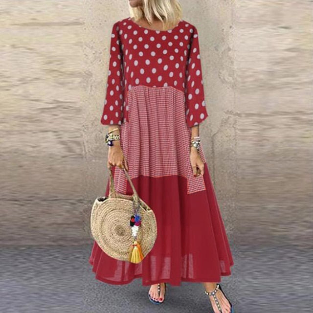 Sixsr Women's Bohemian Ruffle Sundress Summer Sleeveless Floral Printed Maxi Long Dress Casual Loose Party Tanks Vestido