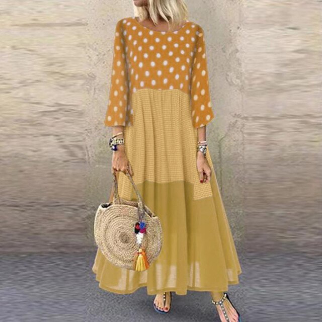 Sixsr Women's Bohemian Ruffle Sundress Summer Sleeveless Floral Printed Maxi Long Dress Casual Loose Party Tanks Vestido