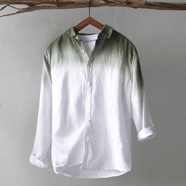 Men's Shirt Fashion Cotton Long Sleeve Hanging Dyed Gradient Button Chic High Street Men Casual Shirts Camisa S-5XL INCERUN
