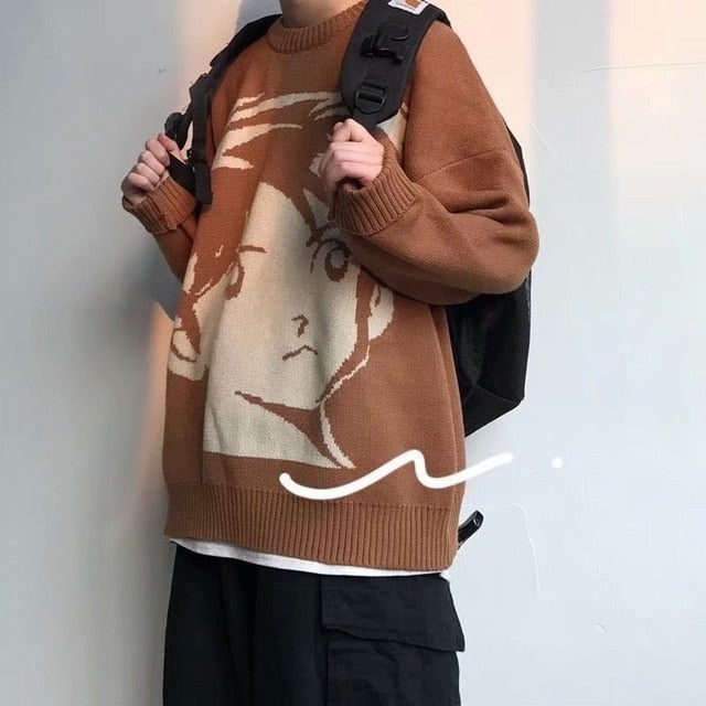 Sixsr New Harajuku vintage Streetwear knitted sweater Autumn winter loose thicken warm hip hop pullover sweater men top