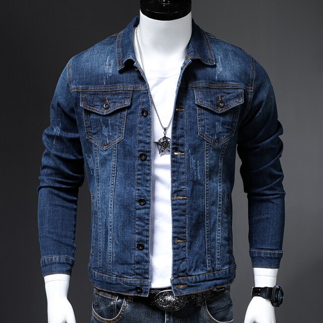 2024 autumn and winter new men's plus size 4XL Slim denim jacket casual men buttons casual personality fashion jeans jacket