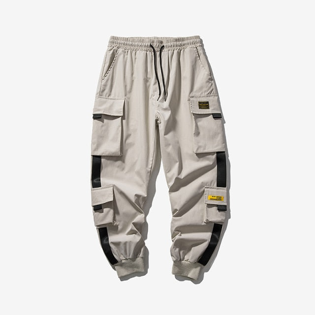 Sixsr New Hip Hop Joggers Cargo Pants Men Harem Pants Multi-Pocket Ribbons Man Sweatpants Streetwear Casual Mens Pants S-5XL